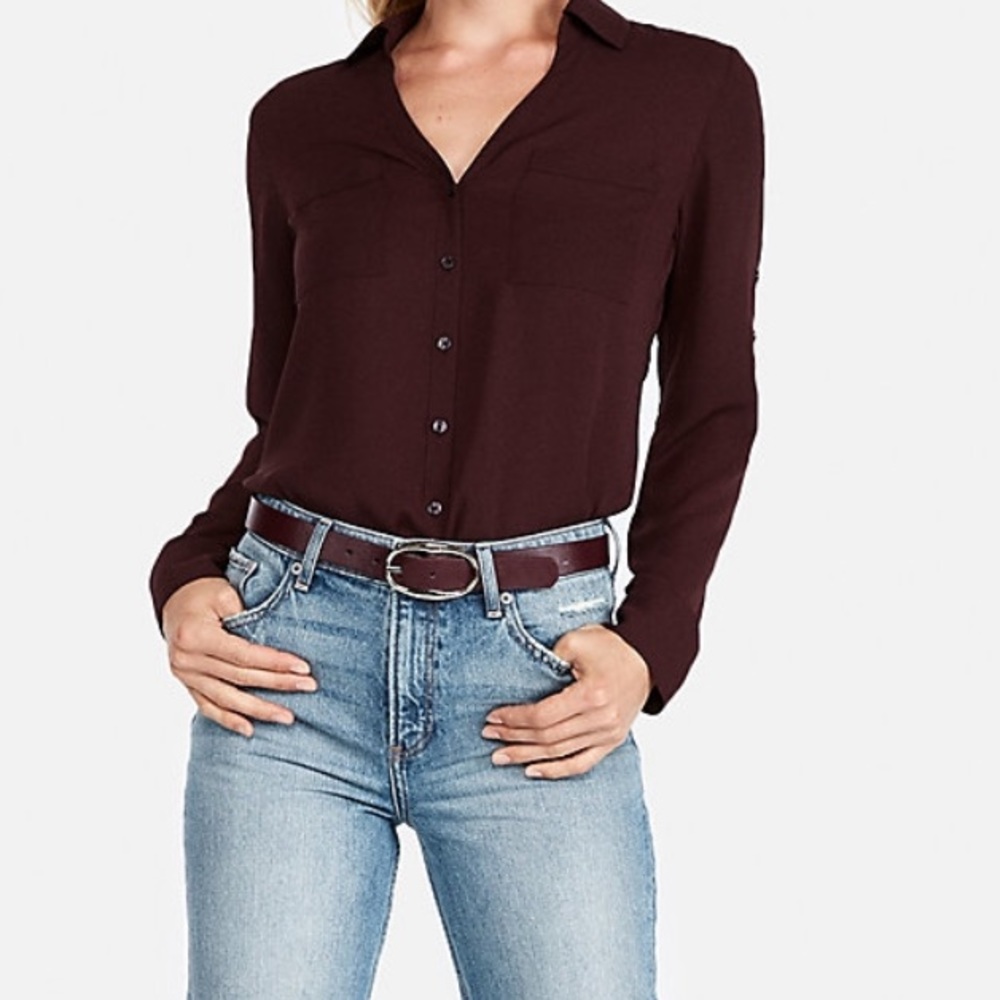 Maroon - burgundy button up shirt